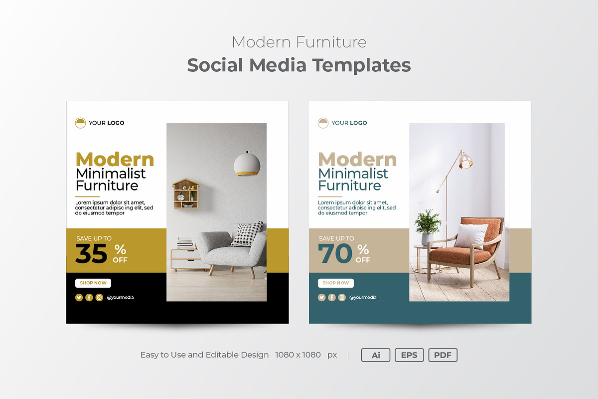 Furniture Instagram post template, a Social Media Template by DreamStudio-eg