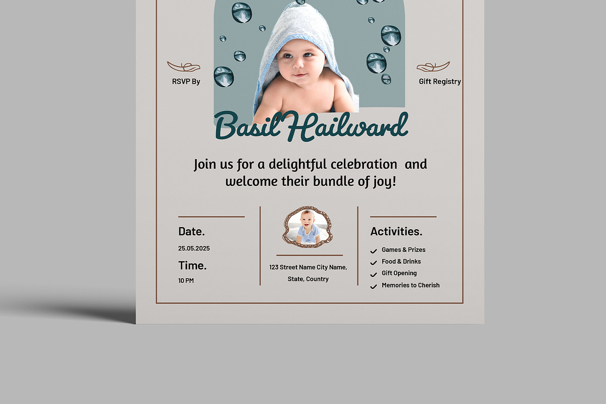 Baby Shower Invitations Template, a Stationery Template by MightyDesign (Photo 5 of 8)