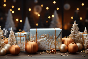 Elegant Christmas scene with golden, a Photo by Perpis