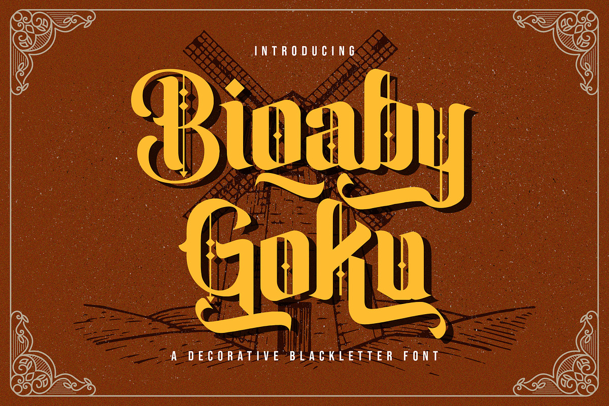 Biqaby Goku - Blackletter Font, a Blackletter Font by StringLabs (Photo 1 of 12)