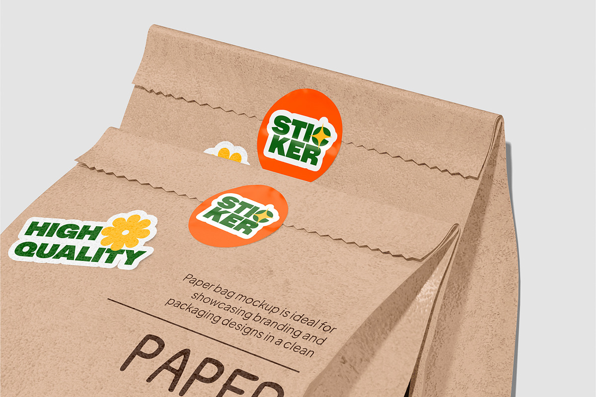 Paper Bag Sticker Label Mockup, a Packaging Mockup by Unerispace (Photo 5 of 5)