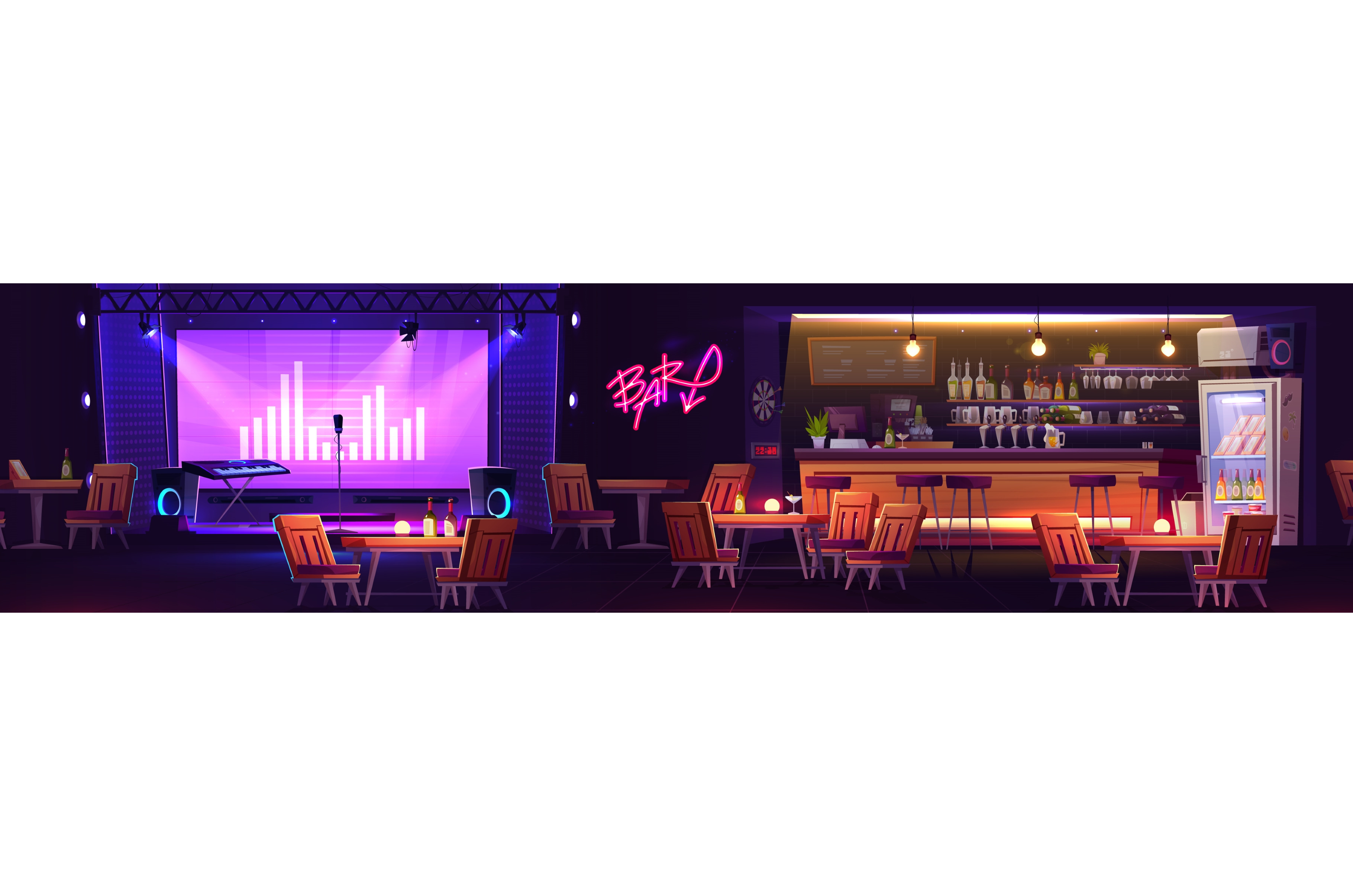 Night club stage with pub counter, an Object Illustration by art PVP ...