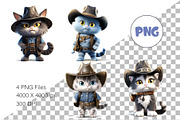 Cartoon Cat Cowboy. TShirt Sticker., an Animal Illustration by KENO Mascots (Thumbnail 2 of 6)