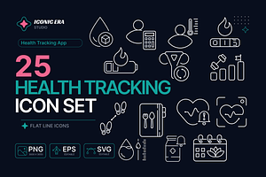 Health Tracking Icon Set (25 Icons)