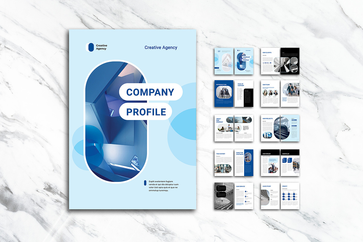 Blue White Elegant Company Profile, a Brochure Template by UICreative