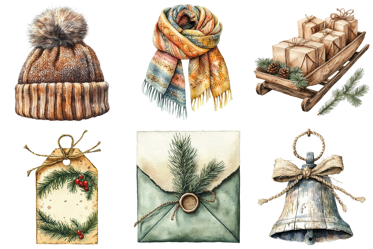 Neutral Rustic Christmas Clipart Bun, an Illustration by Daily.Designs (Photo 4 of 5)