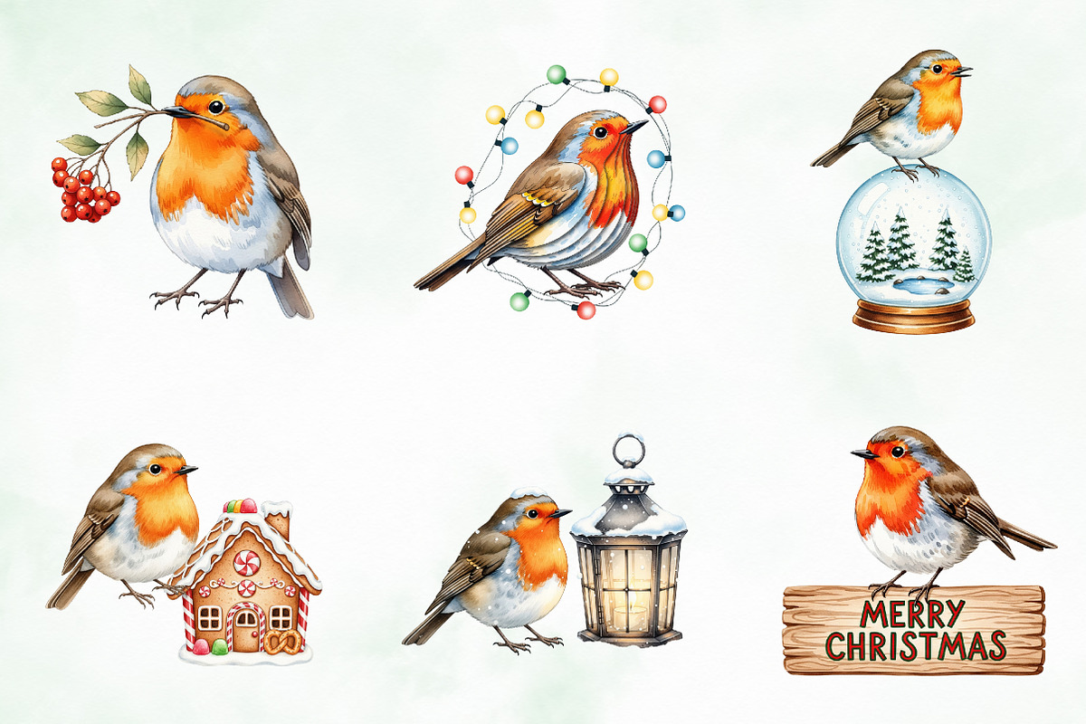 Christmas Robin Bird PNG Clipart, an Illustration by Creative Art (Photo 6 of 10)