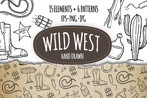 WILD WEST Hand Drawn Vector Elements