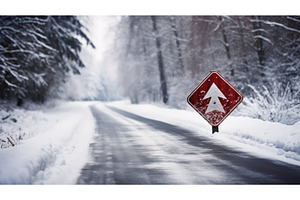 drivers slippery road sign ai, a Nature Photo by pikepicture