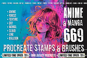 procreate brushes manga stamps anime, a Brush Add-On by SannaIllustrations (Thumbnail 1 of 8)