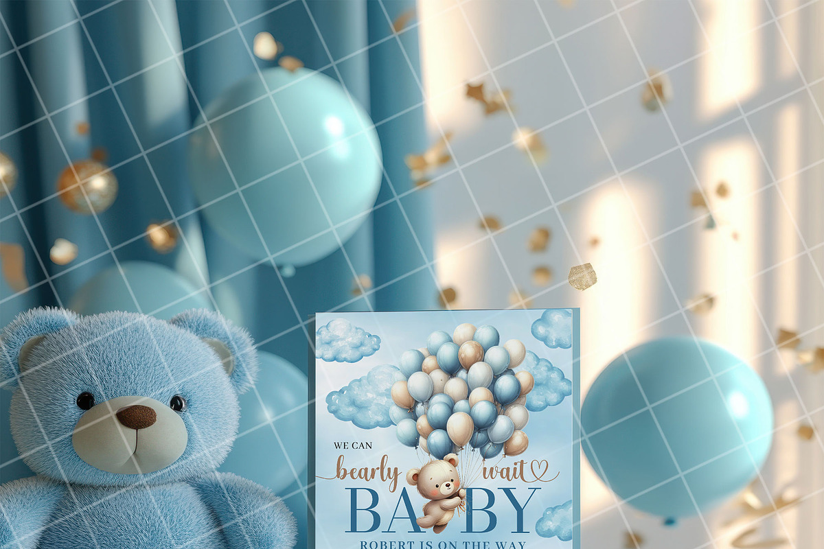 Boy baby shower invitation mockup PS, an Advertising Mockup by Blush Roses Print (Photo 4 of 8)
