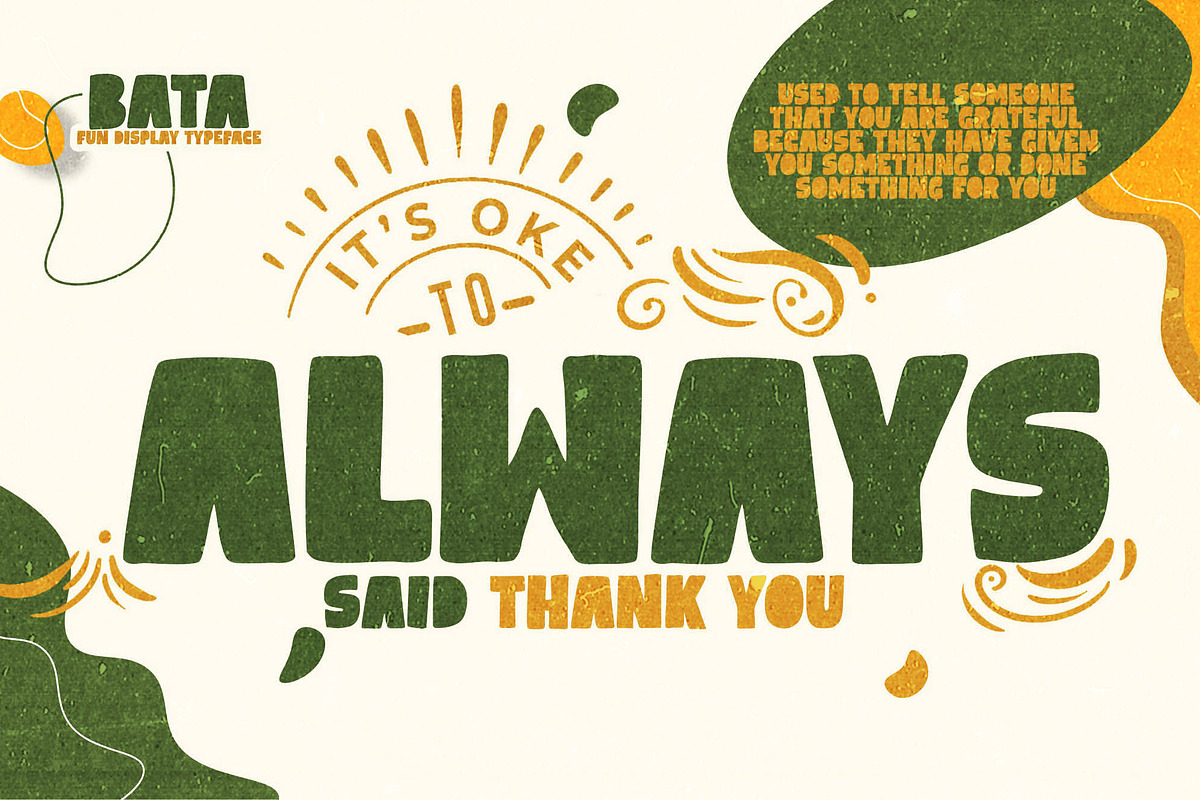 Bata – Fun Display Typeface, a Sans Serif Font by Almarkhatype (Photo 8 of 8)