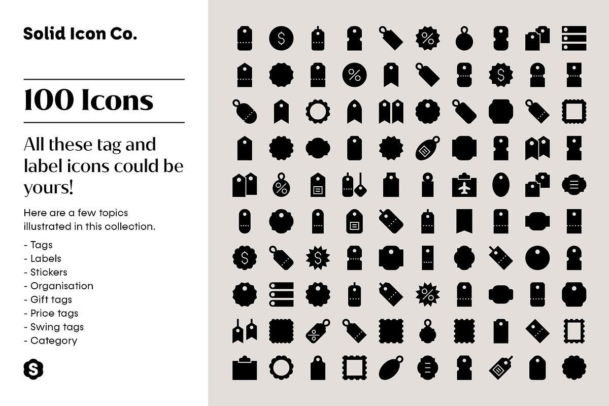 Tags and Labels Icons, a Solid Icon by Solid Icon Co (Photo 5 of 6)