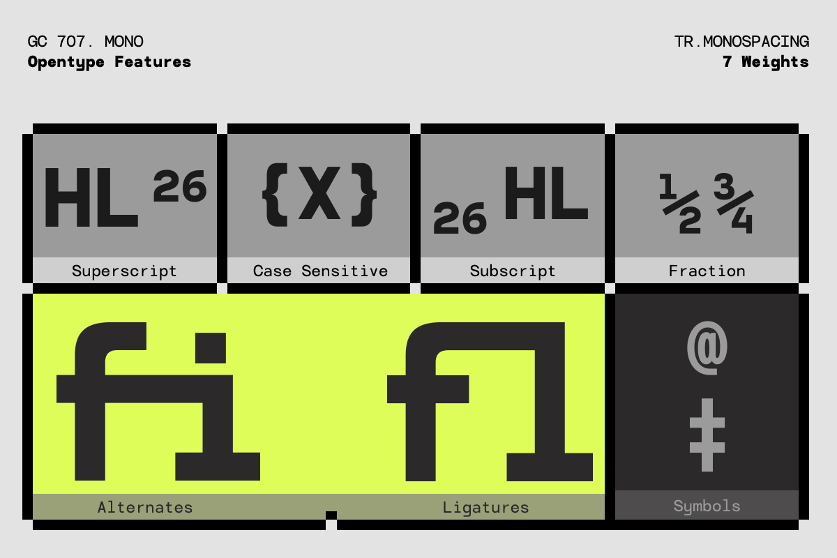 GC 707 Mono - Modern Monospace, a Sans Serif Font by Glyphonic (Photo 10 of 16)