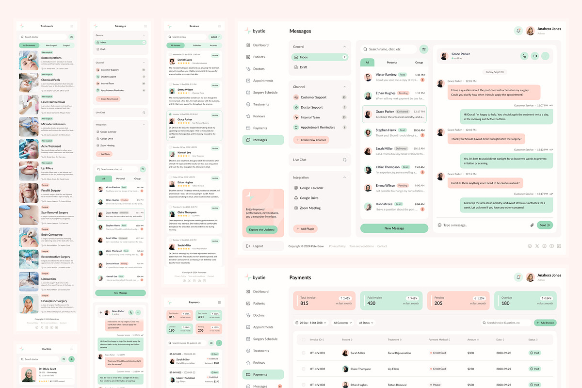 Beauty Clinic Management Dashboard, an UI Kit Template by peterdraw (Photo 7 of 7)