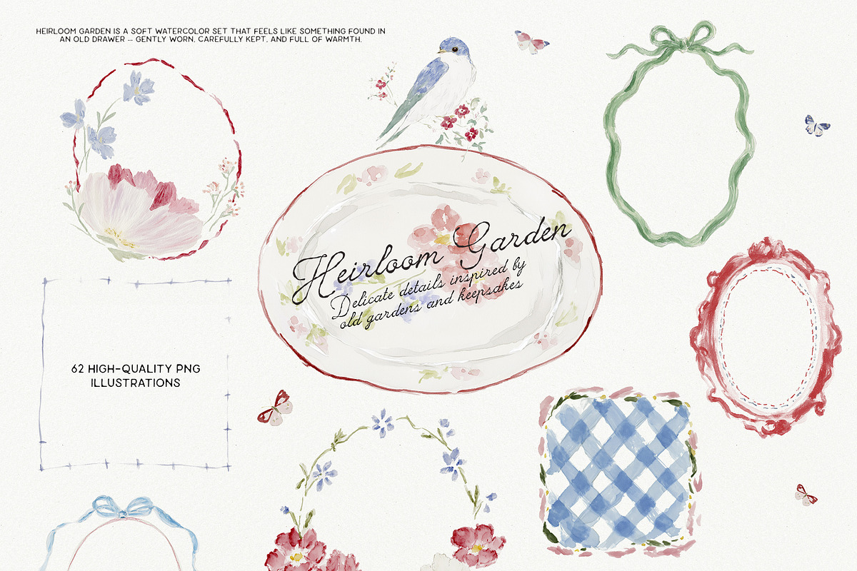 Heirloom Garden: watercolor clipart, a Decorative Illustration by Purple (Photo 8 of 9)