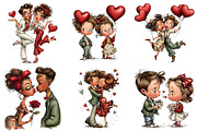 Whimsical Romantic Lovers Clipart, an Illustration by Craft Nest (Thumbnail 7 of 8)