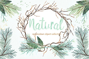 Natural Winter Watercolor Clipart