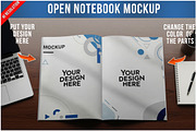 Open Notebook On Wooden Desk PSD, a Product Mockup by Bruno's Shop (Thumbnail 1 of 4)