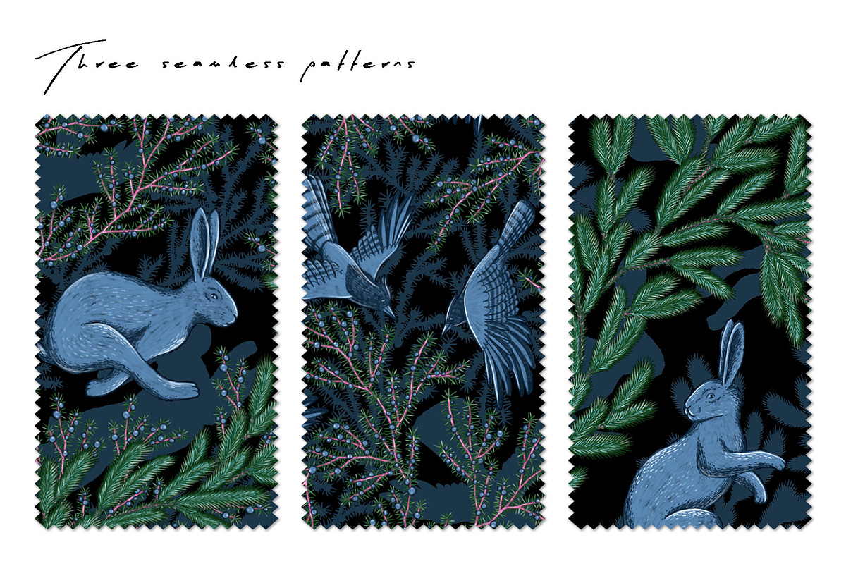 Moonlit Woodland — Winter Patterns, an Animal Illustration by Liiafis (Photo 2 of 15)