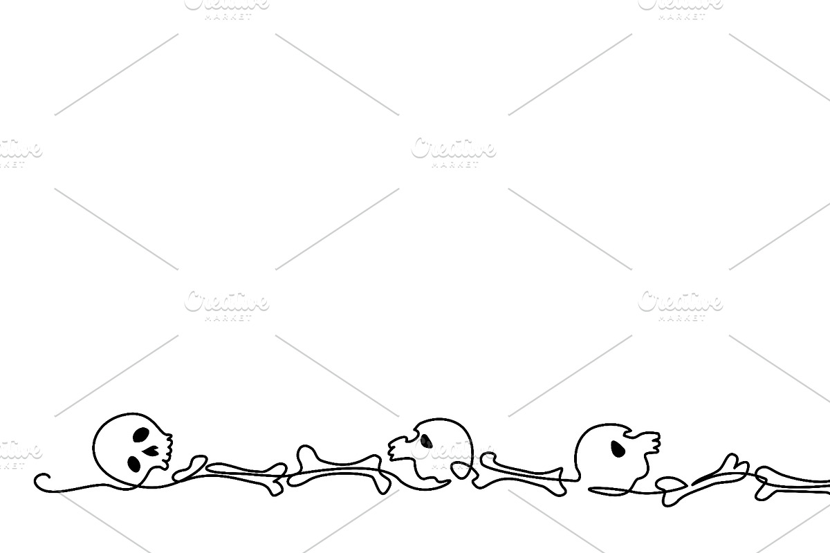 Halloween Skeleton Border with Scary, a Seasonal Illustration by Valenty (Photo 3 of 3)