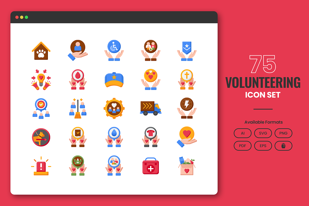 Volunteer Work Icons, a Solid Icon by Flat Icons (Photo 1 of 7)