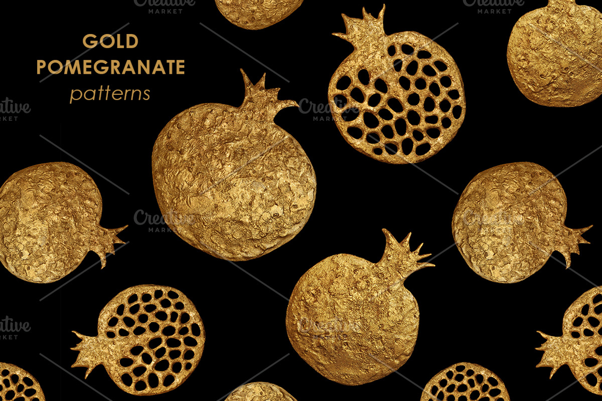 GOLD POMEGRANATE collection, a Pattern Graphic by xgart (Photo 1 of 6)