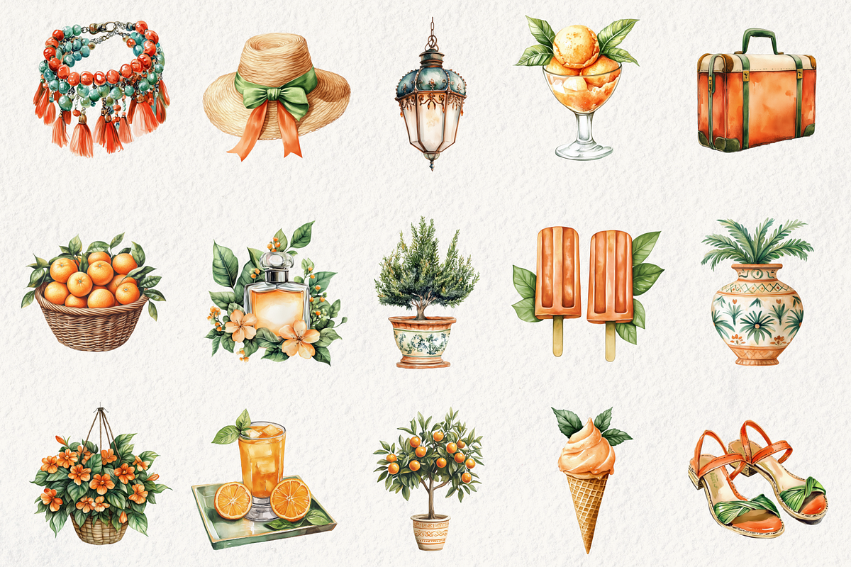 Mediterranean Citrus Clipart, an Illustration by NadiaTheronArt (Photo 2 of 5)