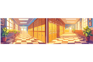 school corridor cartoon. passage in, an Object Illustration by Stock-Smart-Start