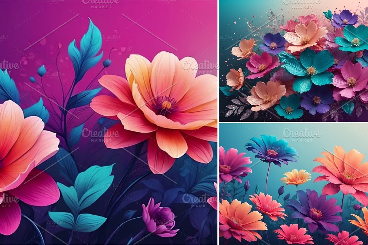 Gradient Floral Background, a Background Graphic by sibel dayı (Photo 9 of 24)