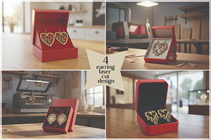 Laser Cut Heart Earrings, an Object Graphic by Designer_Momina