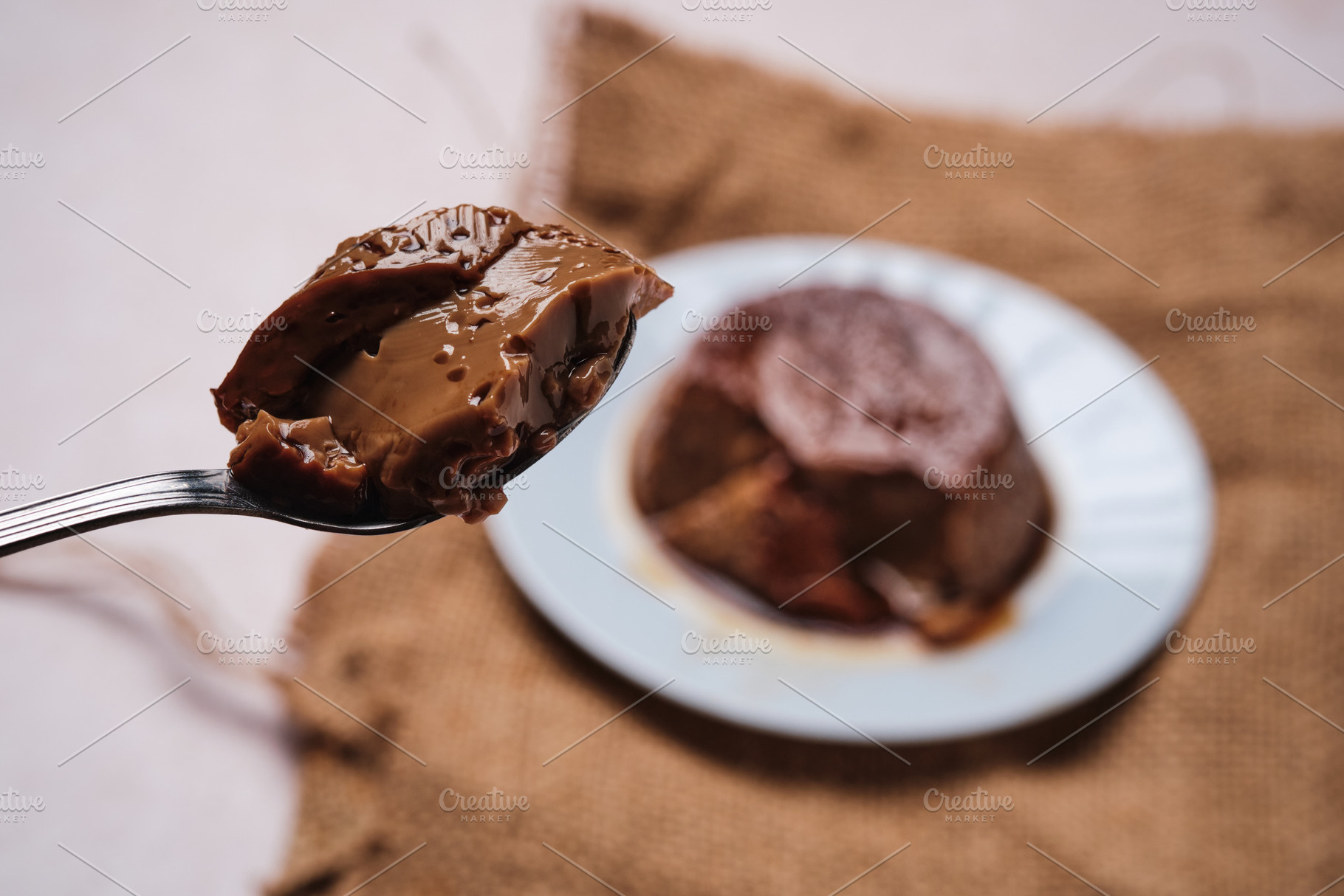 Delicious coffee flan dessert, a Food & Drink Photo by alfernec