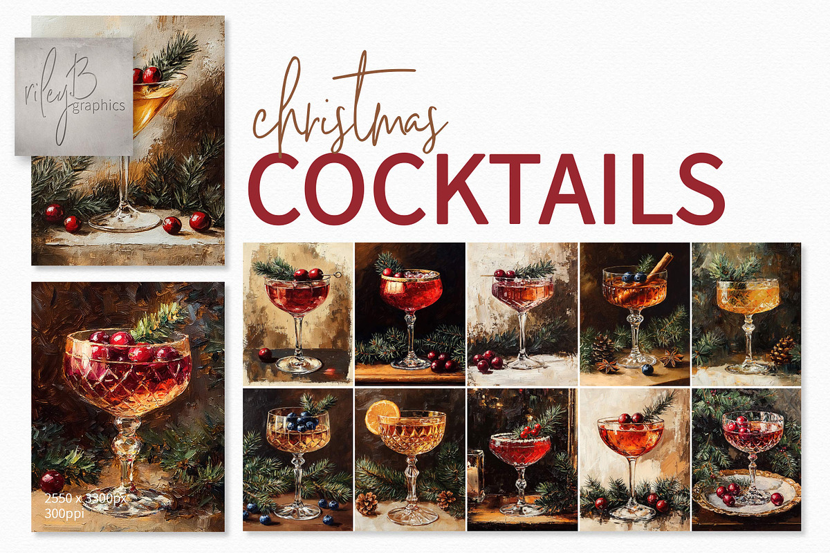 Christmas Cocktails, a Decorative Illustration by rileyBgraphics (Photo 1 of 6)
