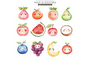 Cute Fruits Clipart Watercolor PNG, an Illustration by CharmClipart (Thumbnail 3 of 9)