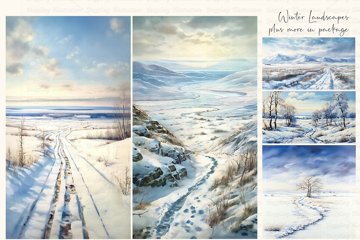 Watercolor Grey Horses & Landscapes, an Animal Illustration by Dazzling Art Boutique (Photo 5 of 11)