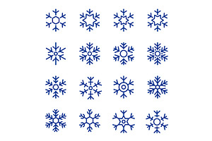Sixteen outline snowflakes. Winter, an Object Illustration by GraphiShop