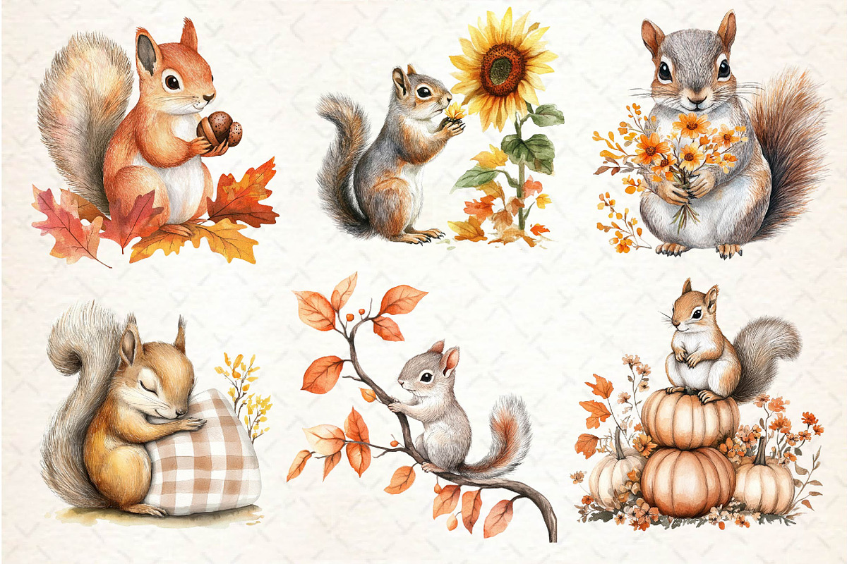 Fall Squirrels Garden Clipart, an Illustration by Dream Creation (Photo 4 of 6)