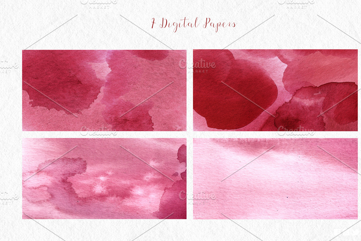 Carmin Red Watercolor Design Kit, a Texture Illustration by CpandoShop (Photo 4 of 5)