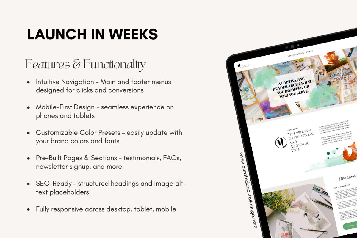 Nina Showit Website Template for Creatives | Curated Coastal Lounge preview 8