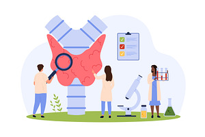 Diagnosis of thyroid diseases in, an Object Illustration by Flashvector