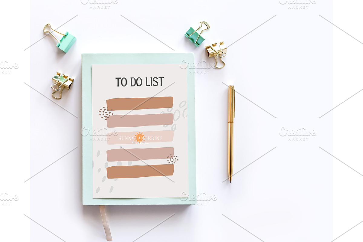 Mint Notebook Mockup, a Print Template by SunnyTangerine Stock (Photo 5 of 6)
