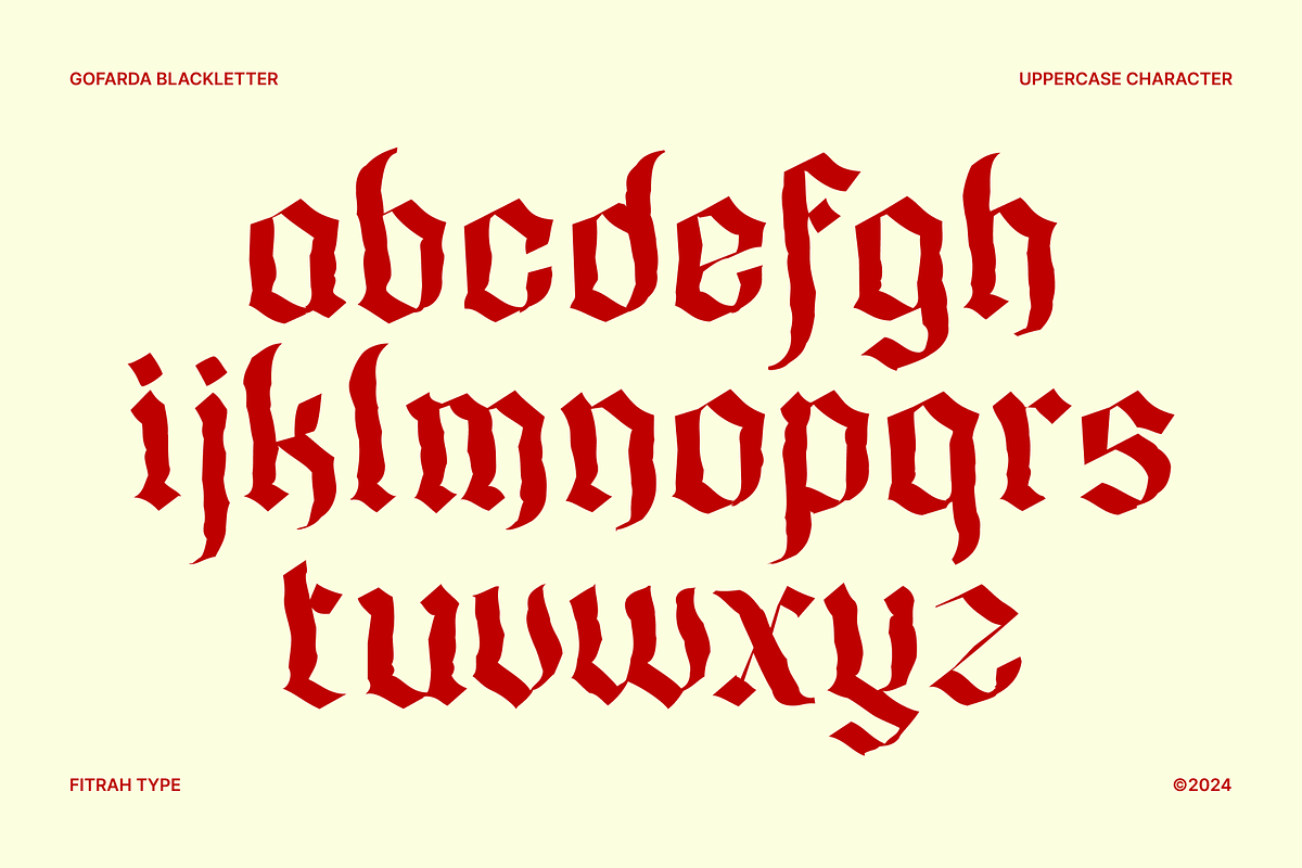 Gofarda Gothic Blackletter, a Blackletter Font by Fitrah Type (Photo 7 of 15)