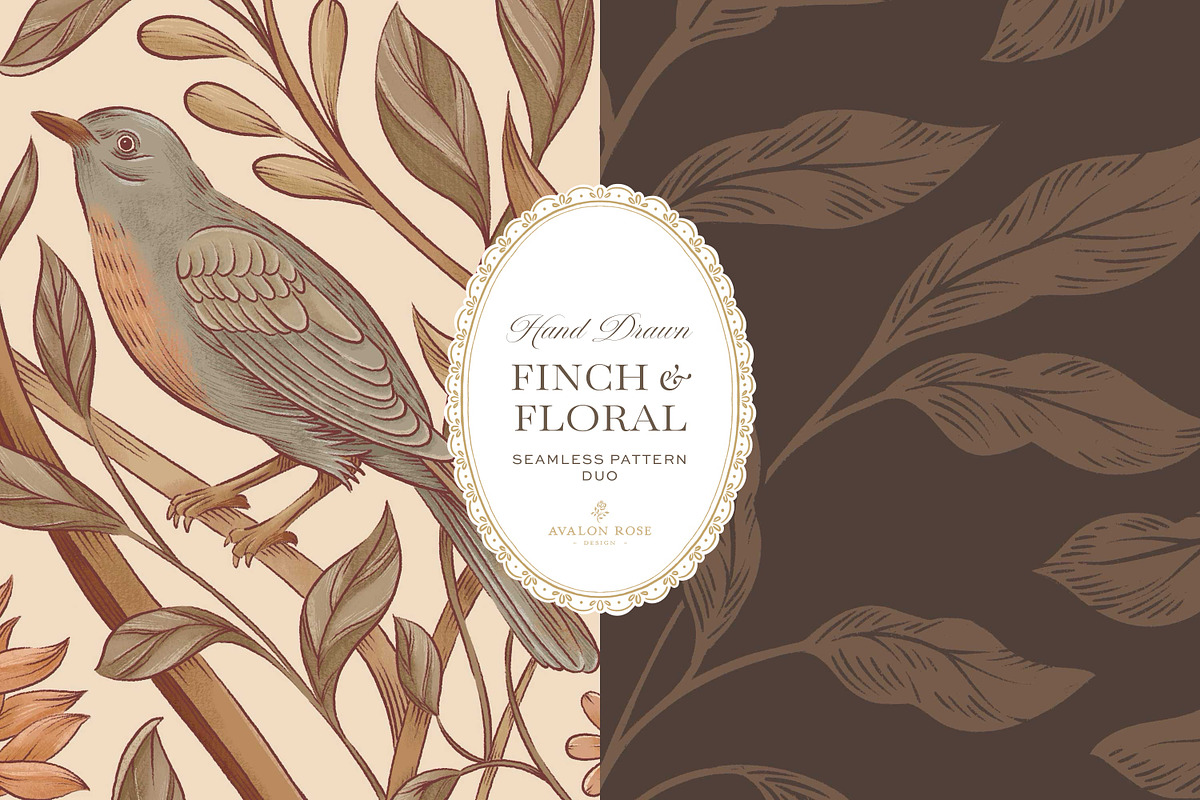 Vintage Bird & Floral Pattern Duo, a Pattern Graphic by Eclectic Anthology (Photo 4 of 13)