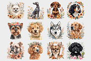 Watercolor Floral Dog Clipart, a Seasonal Illustration by Design Market (Thumbnail 2 of 5)