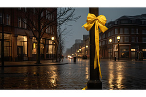 ribbon yellow ribbons ai generated, a Holiday Photo by pikepicture