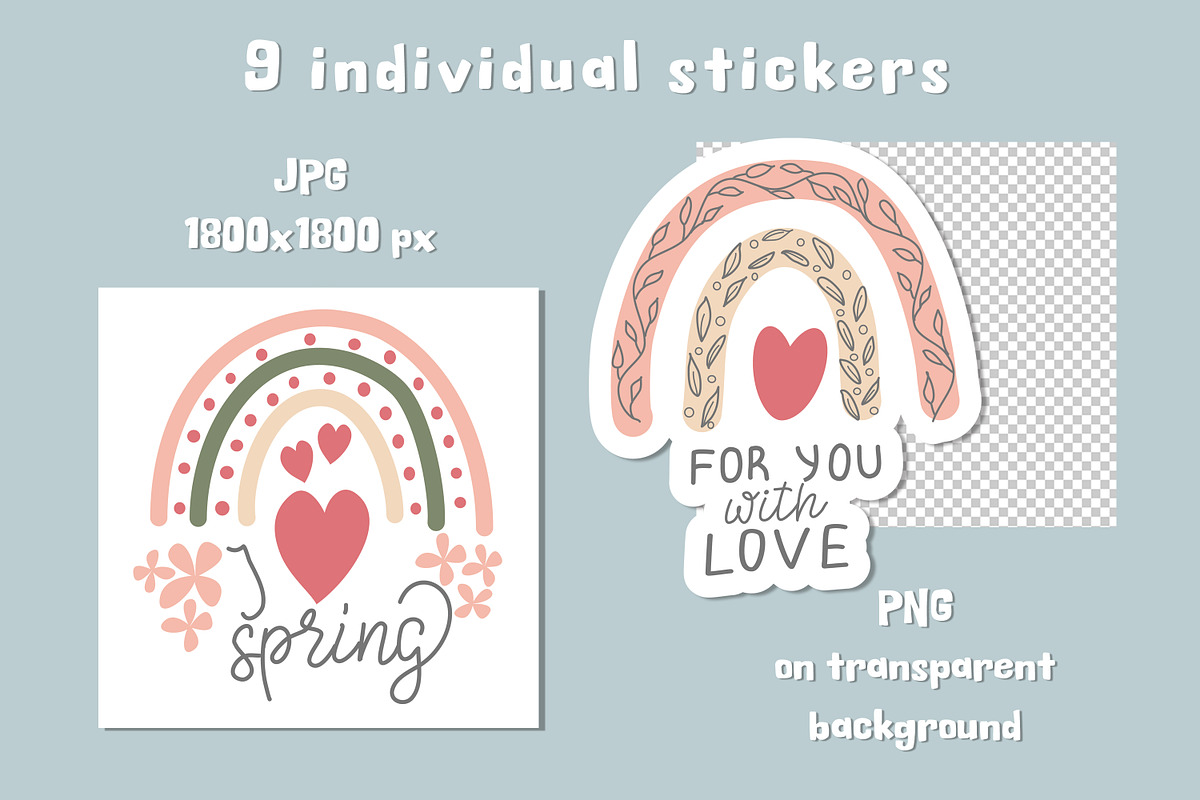 Spring Rainbows Stickers, a Technology Illustration by rinaletters (Photo 3 of 5)