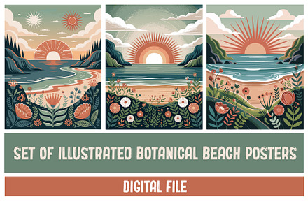 Set of vector botanical beaches