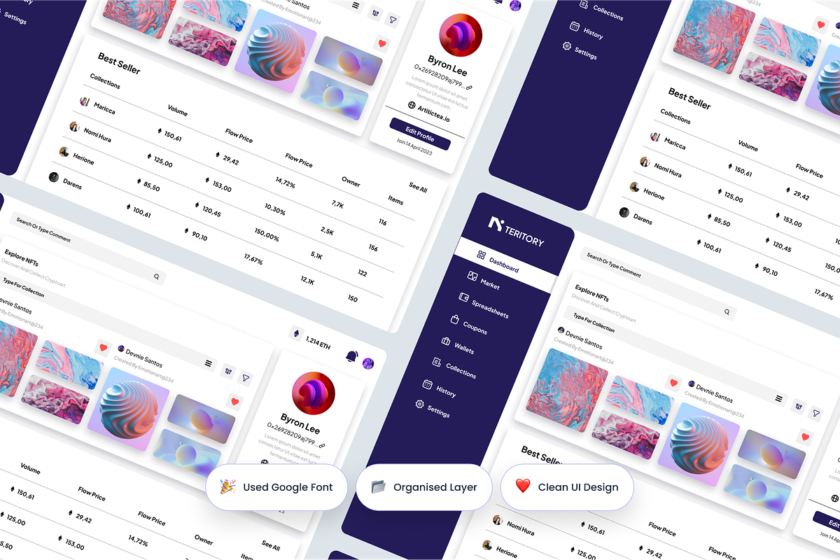Teritory - NFT Admin Dashboard, an UI Kit Template by Annora Studio (Photo 3 of 6)