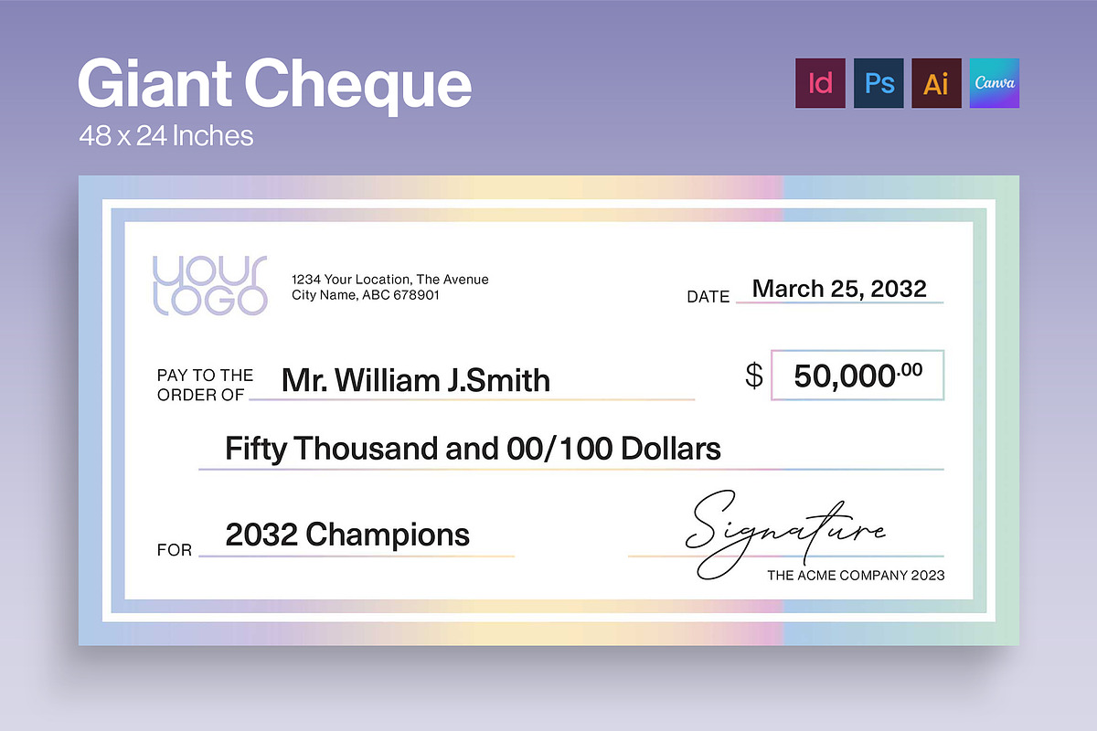 Giant Cheque Template, a Stationery Template by BrandPacks (Photo 6 of 6)