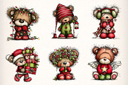 Christmas Teddy Bear Clipart, an Illustration by Dream Creation (Thumbnail 2 of 7)
